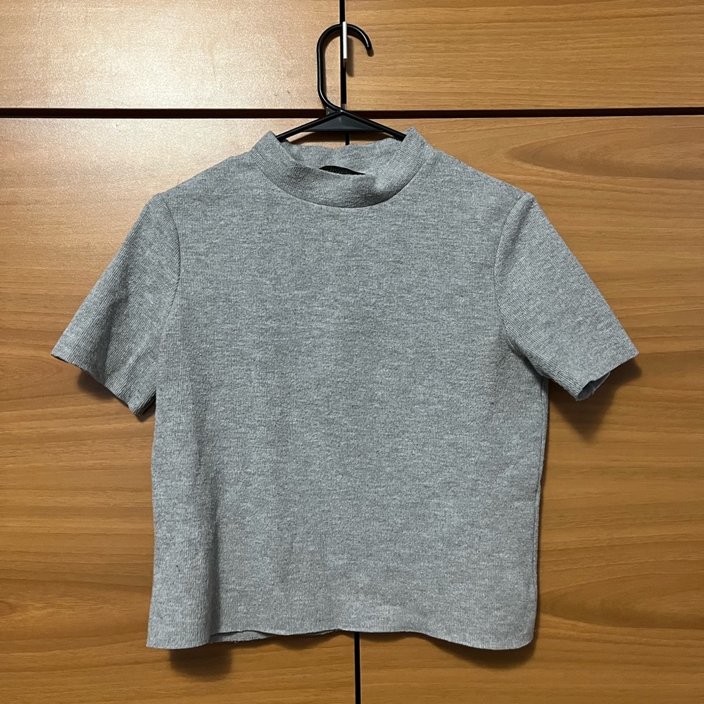 Zara Light Grey Mock Neck Sweater
